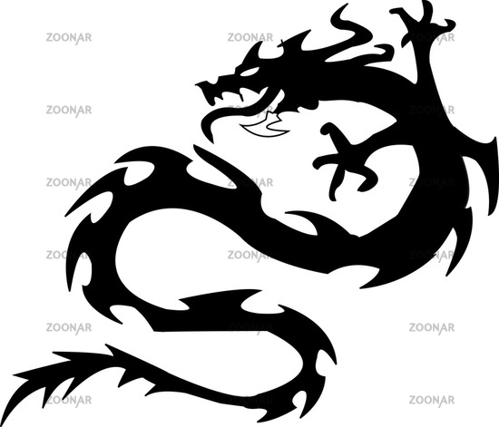 black silhouette of dragonVector illustration black silhouette of dragon