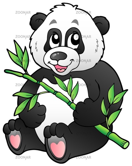 pandas eating bamboo. Cartoon panda eating bamboo